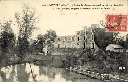 Ak Gonnord Maine-et-Loire, Restes du chateau construit par Arthur Timoléon de Cossé Brissac