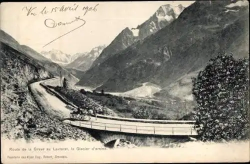 Ak Hautes Alpes, Route de la Grave au Lautaret, le Glacier d'arsine