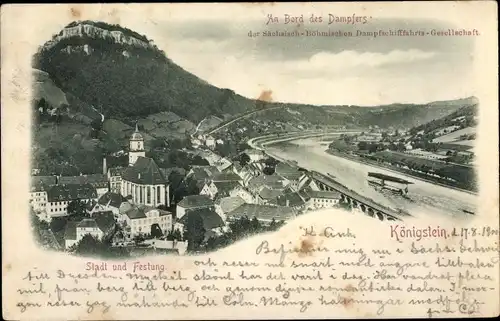 Ak Königstein a.d. Elbe Sächsische Schweiz, Stadt u. Festung, Dampfer Habsburg