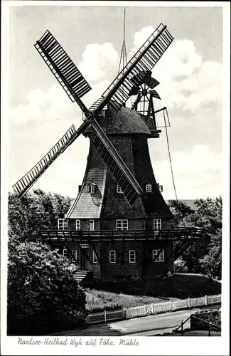 Ak Wyk Insel Föhr in Nordfriesland, Nordseebad, Ansicht der Windmühle