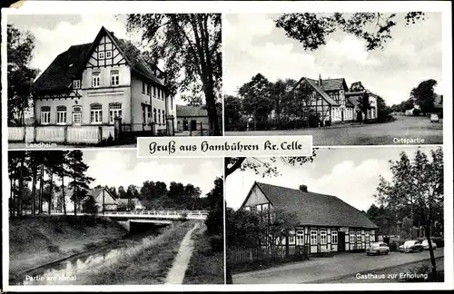 Ak Hambühren in Niedersachsen, Landheim, Ortspartie, Gasthaus zur Erholung, Partie am Kanal