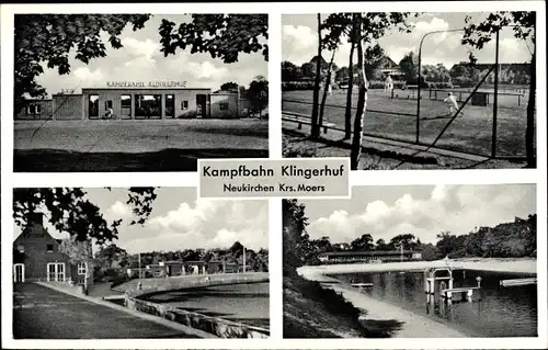 Ak Neukirchen Vluyn, Kampfbahn Klingerhuf, Tennisplatz, Schwimmbad