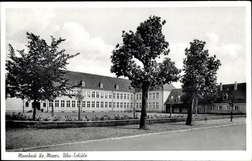 Ak Meerbeck Rheinkamp Moers am Niederrhein, Uhr Schule