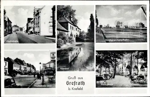 Ak Grefrath b. Krefeld, Hochstraße, Kampfbahn, Niershof