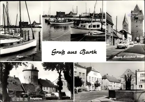 Ak Barth in Mecklenburg Vorpommern, Rudolf Breitscheid Straße, Hafen, Turm