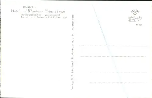 Ak Kobern Gondorf an der Mosel, Hotel und Weinhaus Heinr. Haupt