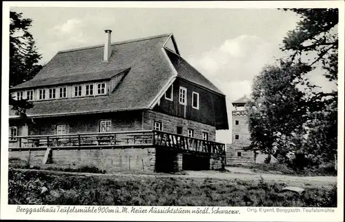 Ak Loffenau Baden Württemberg, Berggasthaus Teufelsmühle, Neuer Aussichtsturm