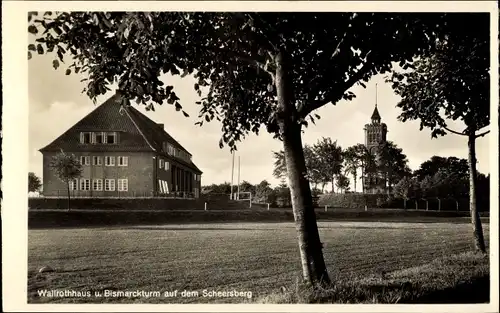 Ak Steinbergkirche in Holstein, Wallrothhaus und Bismarckturm auf dem Scheersberg