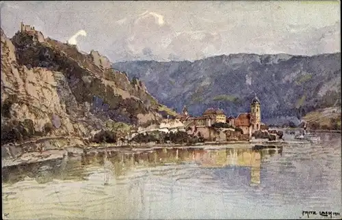 Künstler Ak Lach, Fritz, Dürnstein an der Donau Niederösterreich, Schloss, Nibelungenweg