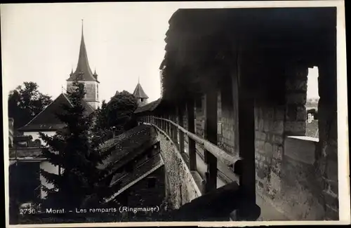 Ak Morat Murten Kanton Freiburg, Les remparts, Ringmauer