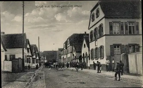 Ak Schwegenheim in der Pfalz, Straßenpartie in der Ortschaft