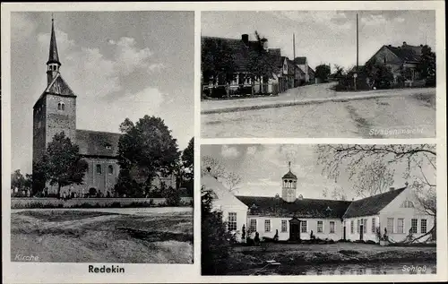 Ak Redekin Jerichow in Sachsen Anhalt, Straßenansicht, Schloss, Kirche