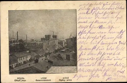 Ak Lodz Lodsch Polen, Gesamtansicht