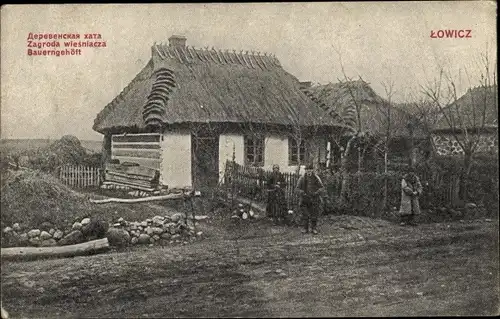 Ak Lowicz Lowitsch Polen, Bauerngehöft