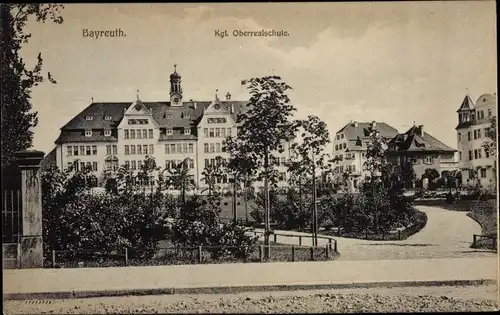 Ak Bayreuth in Oberfranken, Königliche Oberrealschule, Parkanlagen