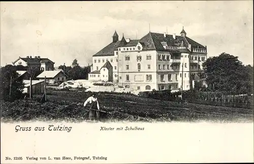 Ak Tutzing am Starnberger See Oberbayern, Kloster mit Schulhaus