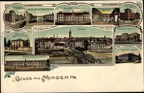 Litho Minden in Westfalen, Marienwall Kaserne, Fort A Hannov Pionier Bat Nr. 10, Hauptwache