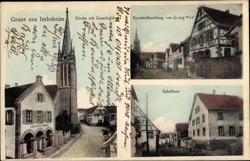 Ak Imbsheim Bouxwiller Buchsweiler Elsass Bas Rhin, Kirche, Gemeindehaus, Schule, Handlung