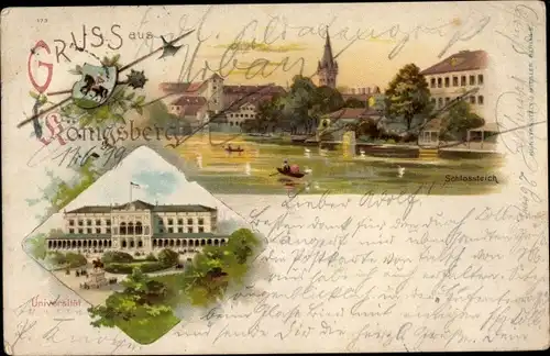 Litho Kaliningrad Königsberg Ostpreußen, Schlossteich, Universität