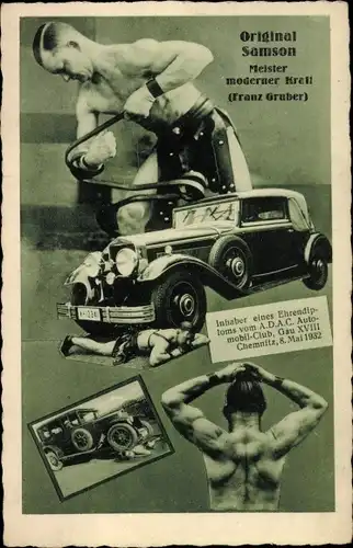 Ak Original Samson, Meister moderner Kraft, Franz Gruber, Automobil, Ehrendiplom ADAC