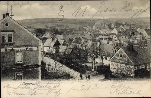 Ak Oederan Sachsen, Gasthaus zur Post, Blick auf den Ort