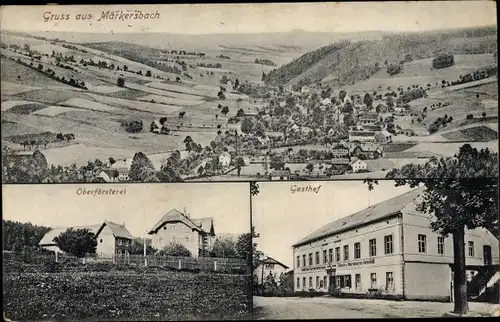 Ak Markersbach Bad Gottleuba in Sachsen, Gasthof, Blick auf den Ort mit Umgebung, Oberförsterei