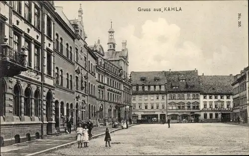 Ak Kahla im Saale Holzland Kreis Thüringen, Marktplatz, Gasthof zum Löwen, Hotel Deutsches Haus