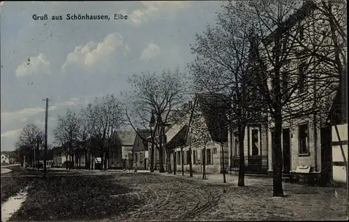 Ak Schönhausen Elbe Sachsen Anhalt, Teilansicht der Ortschaft