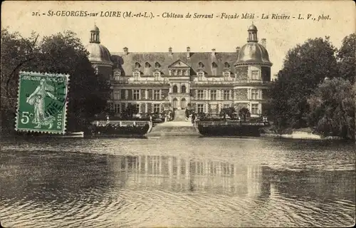 Ak Saint Georges sur Loire Maine-et-Loire, Chateau de Serranc, la Riviere