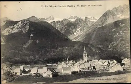 Ak Monetier les Bains Hautes Alpes, Panorama, Glacier