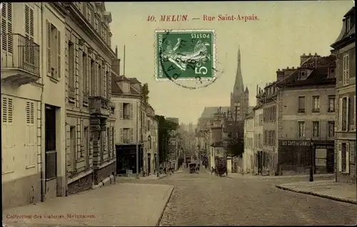 Ak Melun Seine et Marne, Rue Saint Aspais