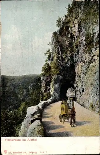 Ak Poststraße im Albtal, Postkutsche