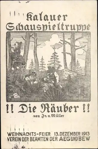 Künstler Ak Kalauer Schauspieltruppe, Die Räuber von Fr. v. Müller, Verein der Beamten AEG und BEW