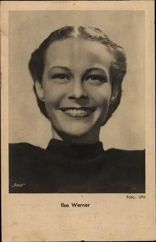 Ak Schauspielerin Ilse Werner, Portrait, UFA Film, Ross