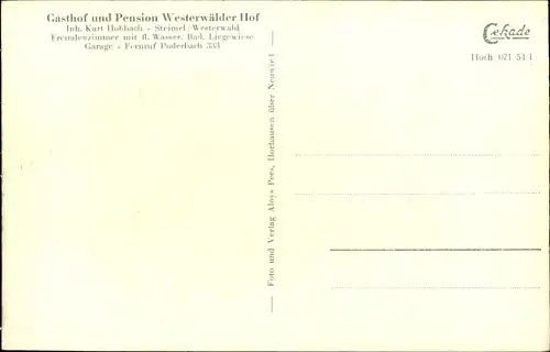 Ak Steimel im Westerwald, Pension Westerwälder Hof