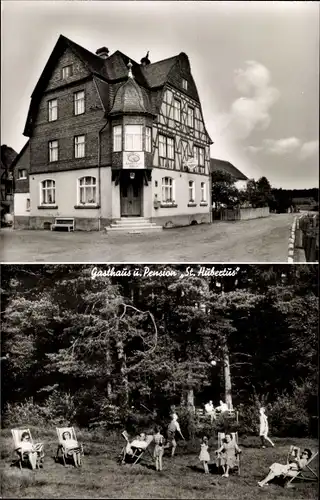 Ak Maisborn Rheinland Pfalz, Gasthof St. Hubertus, Bes. B. Klippel, Liegewiese