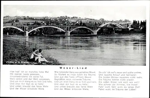 Lied Ak Vlotho an der Weser, Brücke, Ort, Weserlied