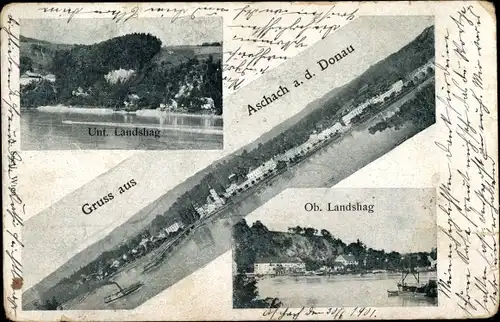 Ak Aschach an der Donau in Oberösterreich, Donaupartie, Ob. Landshag