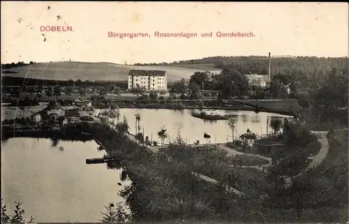 Ak Döbeln in Sachsen, Bürgergarten, Rosenanlagen, Gondelteich