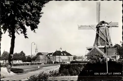 Ak Ommen Overijssel Niederlande, Blick zur Windmühle