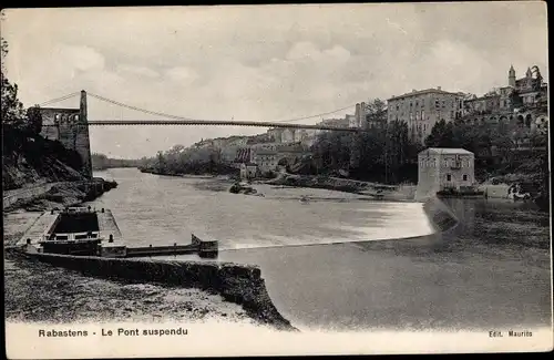 Ak Rabastens Tarn, Le Pont suspendu