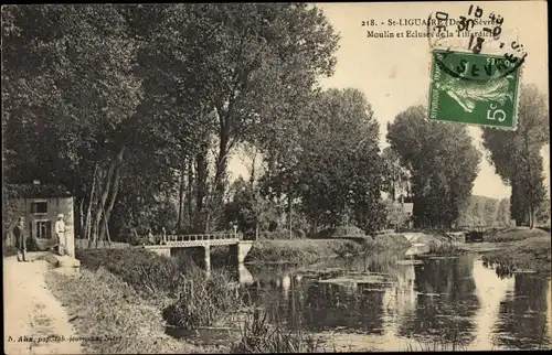Ak St. Liguaire Deux Sevres, Moulin, Ecluses de la Tiffardiere