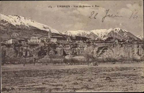 Ak Embrun Hautes-Alpes, Vue de dessous le Roc