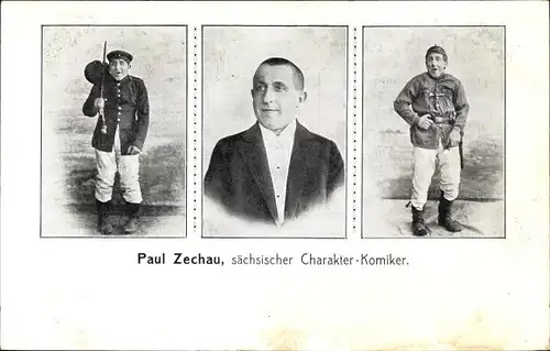 Ak Paul Zechau, sächsischer Charakter Komiker, Portrait