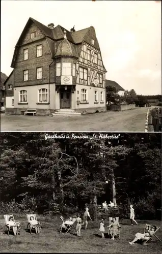 Ak Maisborn Rheinland Pfalz, Gasthof St. Hubertus, Bes. B. Klippel, Liegewiese