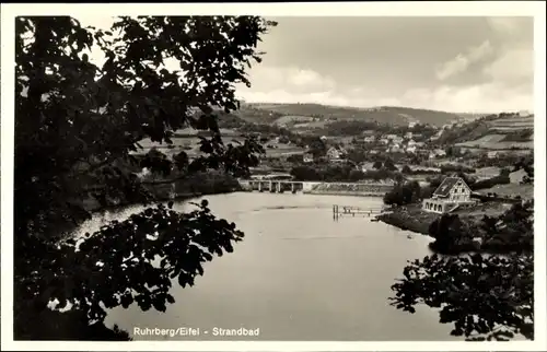 Ak Rurberg Simmerath in der Eifel, Strandbad, Durchblick