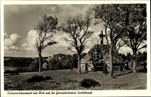 Ak Sankelmark Oeversee in Schleswig Holstein, Österreichdenkmal mit Blick auf die Grenzakademie