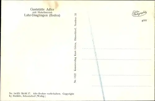 Ak Dinglingen Lahr im Schwarzwald, Fliegeraufnahme, Gasthof Adler, Ort