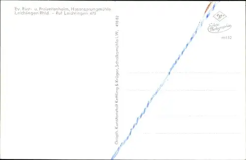 Ak Leichlingen im Rheinland, Ev. Rüst.- und Freizeitenheim, Hasensprungmühle