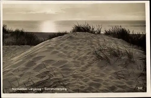 Ak Nordseebad Langeoog Ostfriesland, In den Dünen, Sonnenuntergang